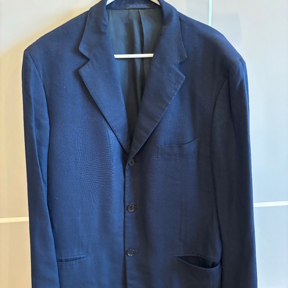 Isaia Napoli 100% Bamboo Three Button Black Blazer Jacket Men's US 42 Drop 7L - Picture 1 of 11